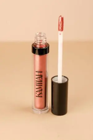 A close up of the lip gloss in a tube