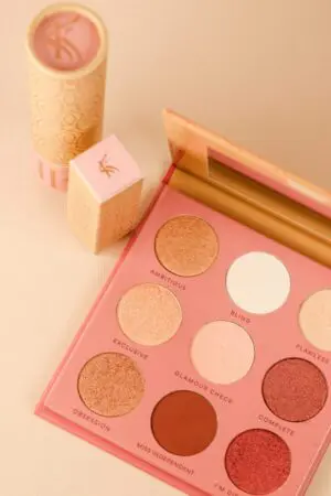 A close up of the eyeshadow palette on a table